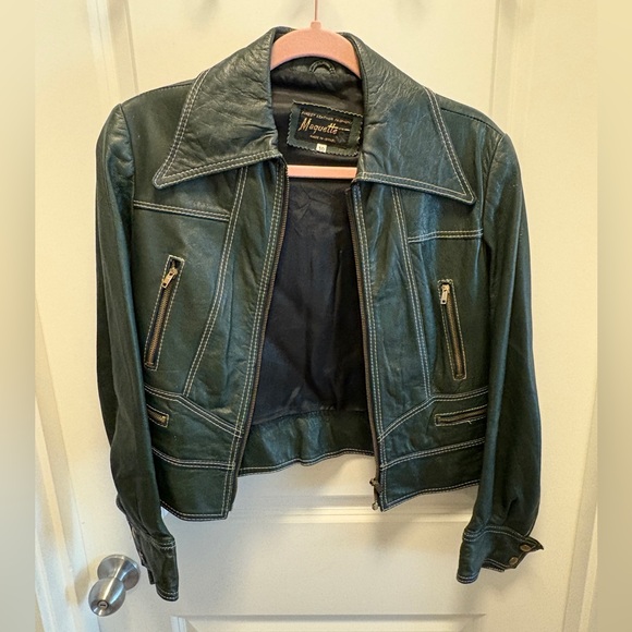 Green Leather Jacket for Women - Picture 1 of 3